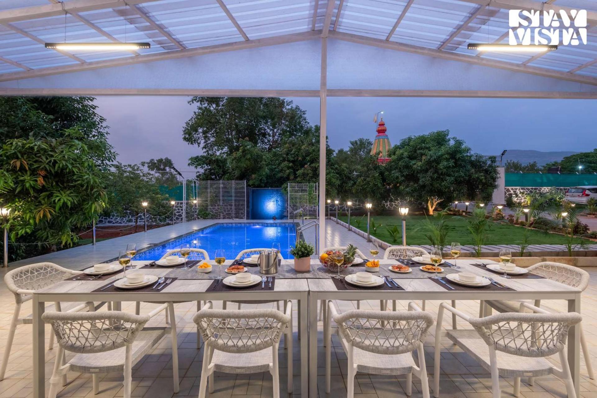 Grey Hues With Swimming Pool & Lawn At By Stayvista Villa Karjat